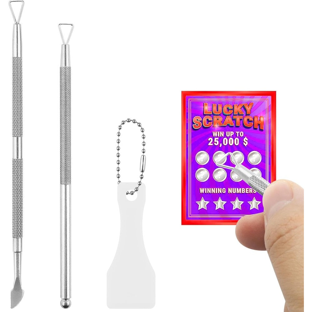 Lustrib 3 Pcs Lottery Ticket Scratcher Tool Set front view
