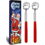 Glasafe extendable bear claw back scratcher front view showcasing the red rubber grip handle.