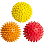 Octorox spiky massage balls three pack front view highlighting different densities for acupressure therapy