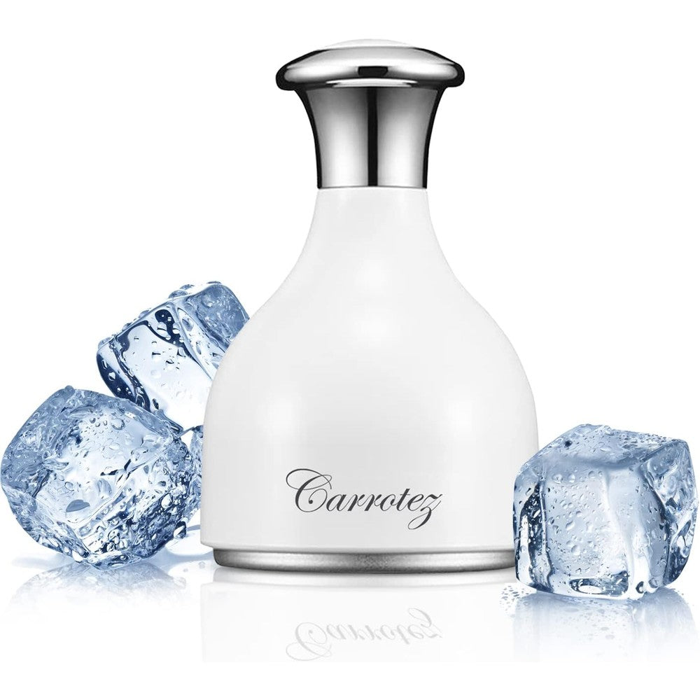 Carrotez Ice Roller for Face and Eye Facial Massage Tool in front view showcasing the white ergonomic handle