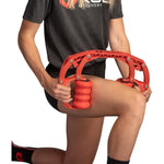 ROLL Recovery R8 Lava Red deep tissue massage roller front view showing spring mechanism