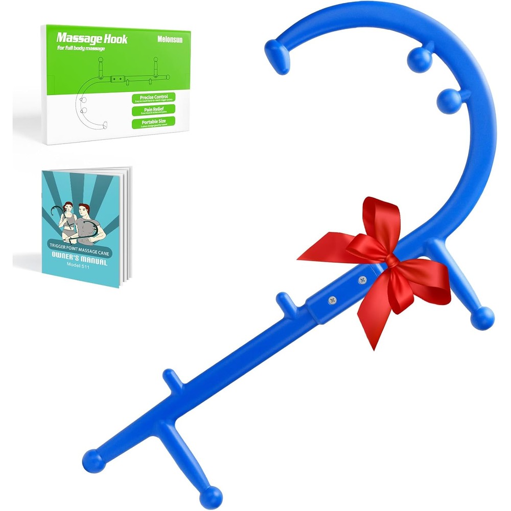 Melonsun trigger point massage cane front view blue color