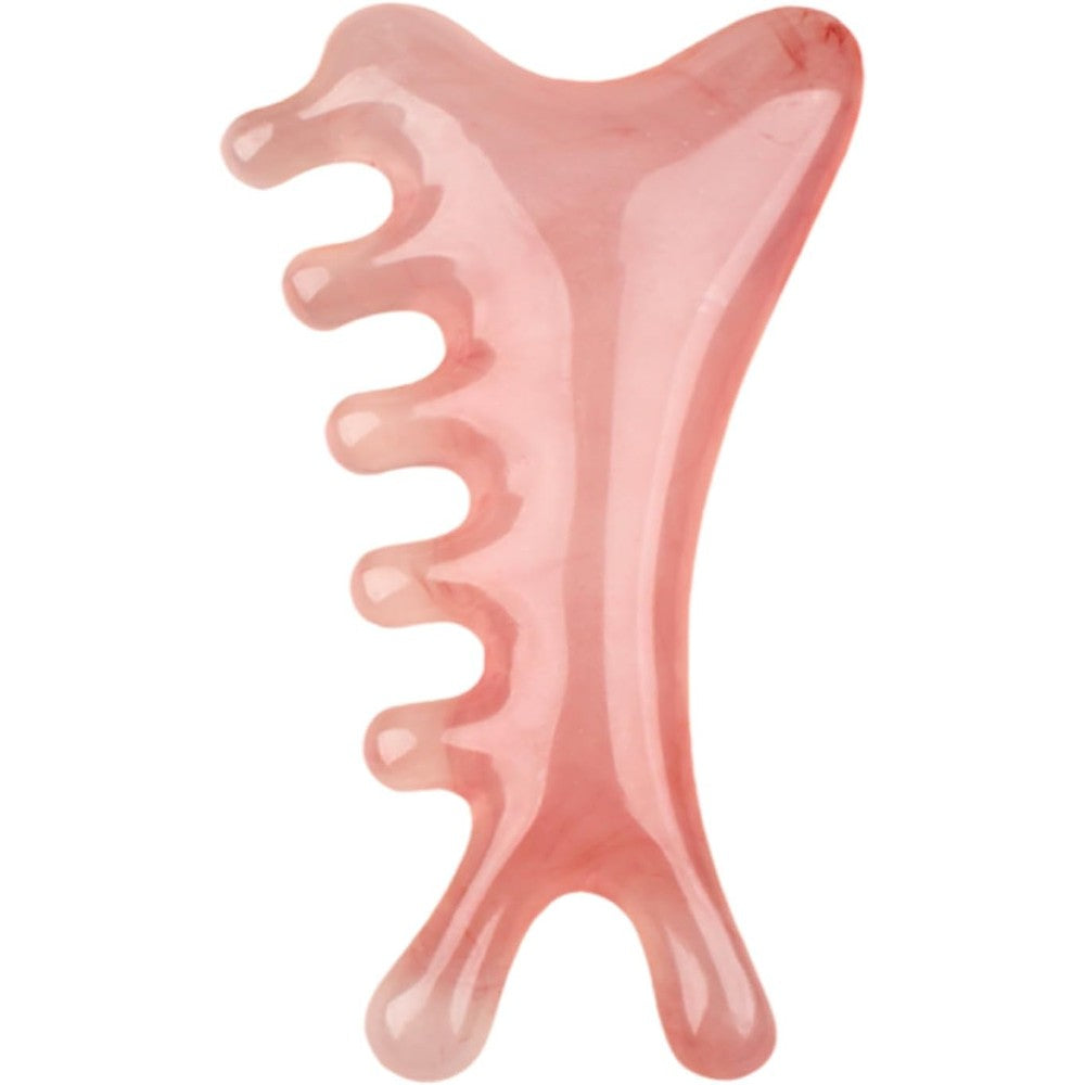 Azheeuiy 4-in-1 resin gua sha scalp massager comb front view showing pink amber design