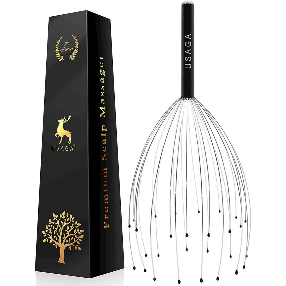 USAGA 28 Fingers Head Scratcher front view showing the patented multi-prong design for scalp relaxation.