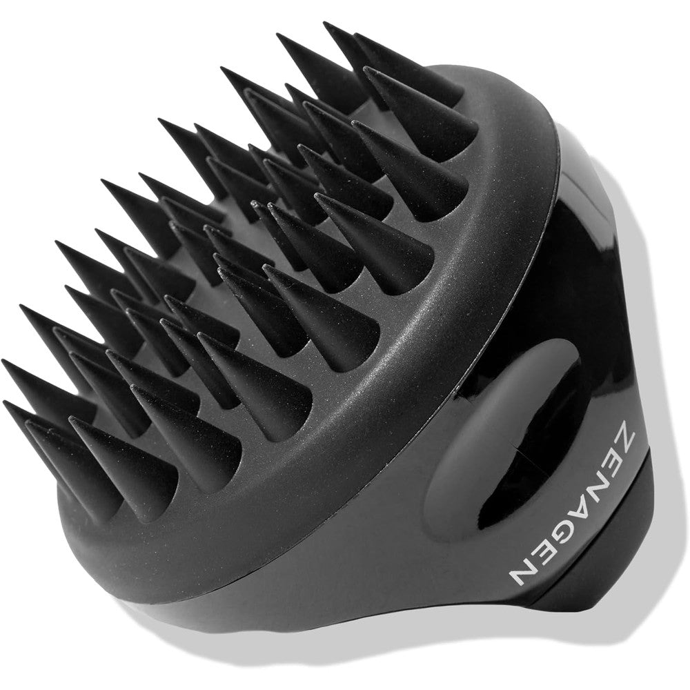 Zenagen Scalp Massager front view showing ergonomic black handle and premium design