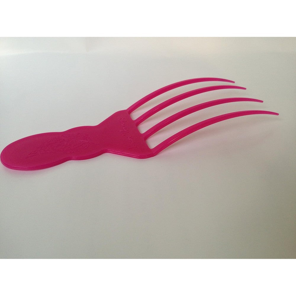 3D Luxe Therapy Scalp Soother Pink handheld massager wand front view showcasing the patented curved teeth design.