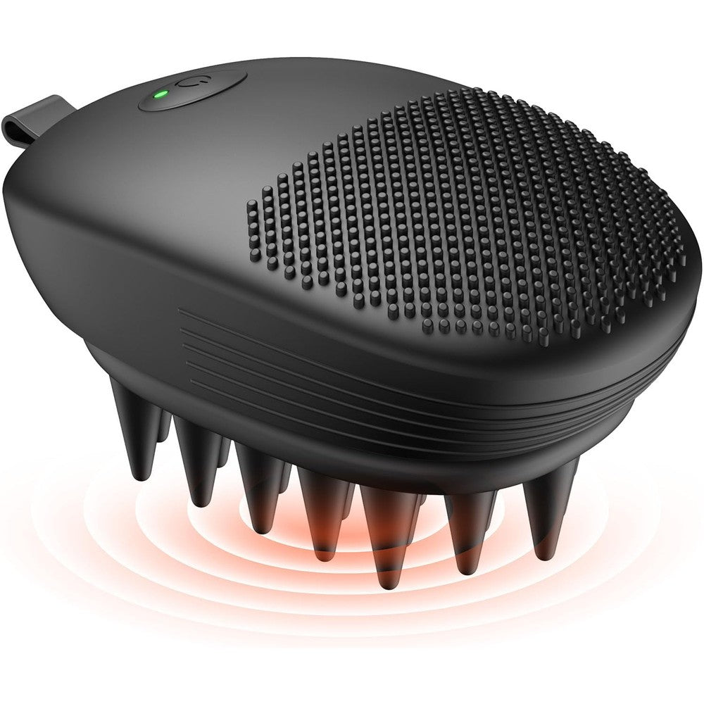EKZ Sonic Vibrating Scalp Massager Shampoo Brush front view showing soft silicone bristles for deep scalp cleansing
