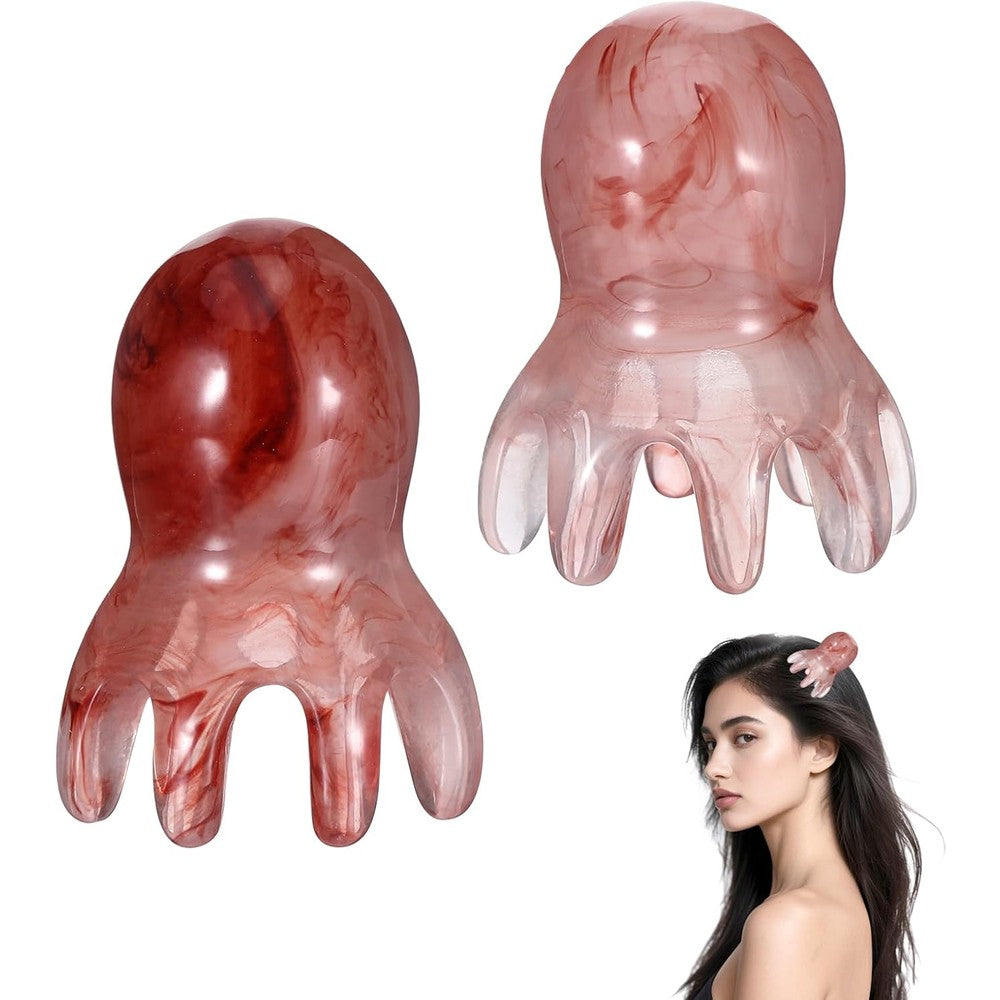 Qiuruoo Octopus Head Massage Comb front view showing the eight unique resin contact points.