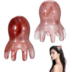 Qiuruoo Octopus Head Massage Comb front view showing the eight unique resin contact points.