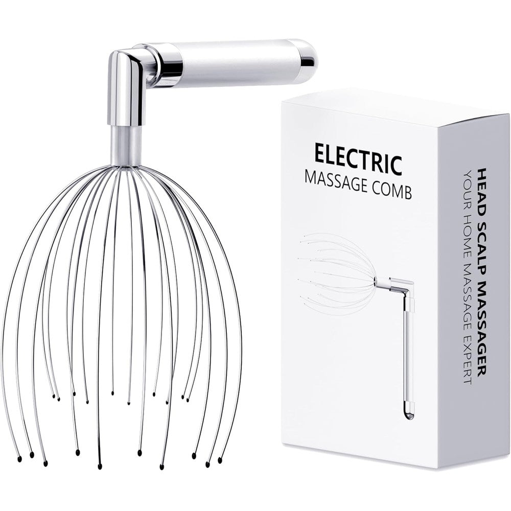 Winyoung electric scalp massager front view showcasing twenty metal fingers for stress relief