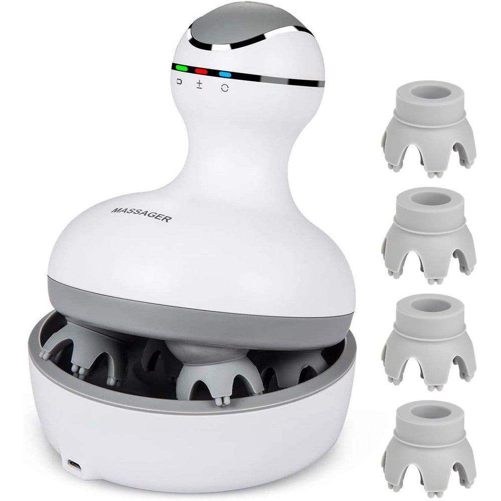 Cotsoco electric scalp massager front view showing 4 heads