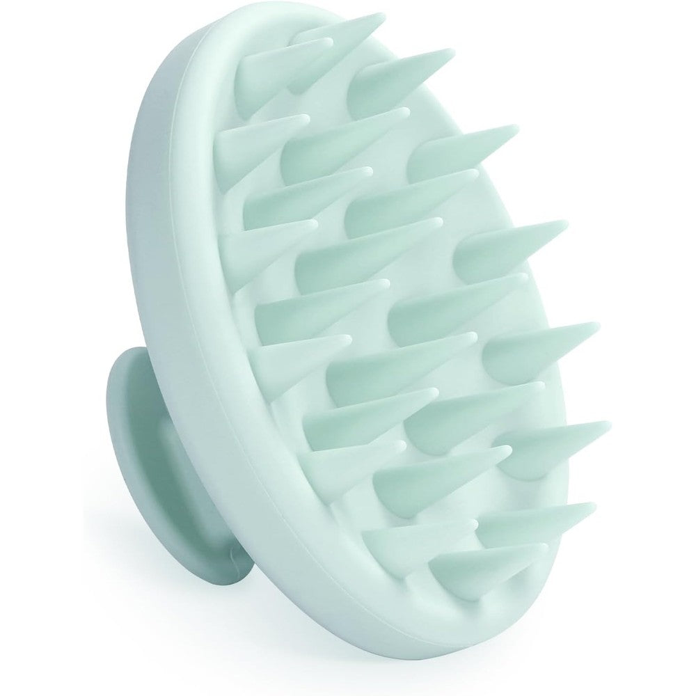 Meartchy Silicone Scalp Massager front view showing mint green ergonomic handle design