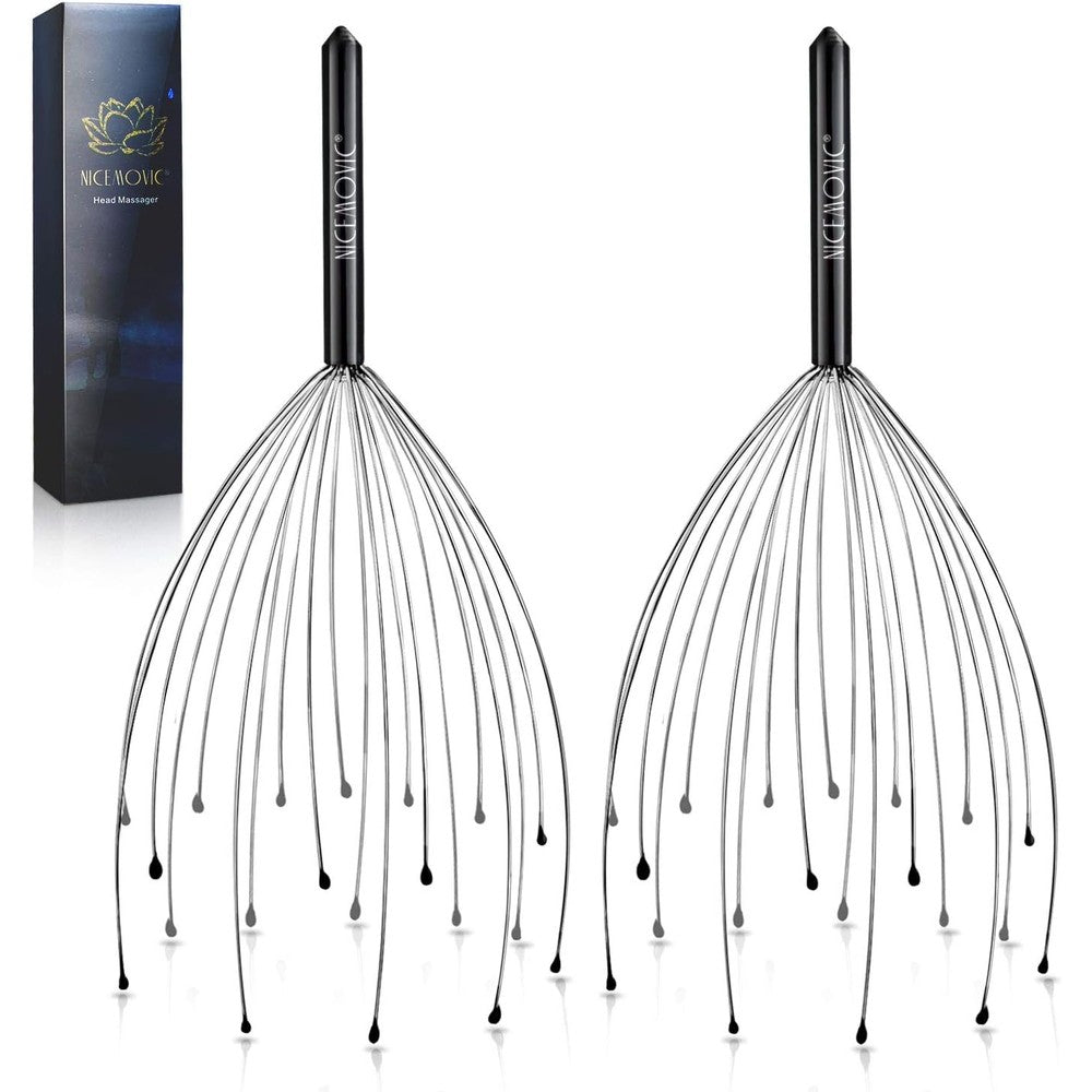 Nicemovic 2 Pack Head Scalp Massager front view showing 20 flexible fingers for stress relief