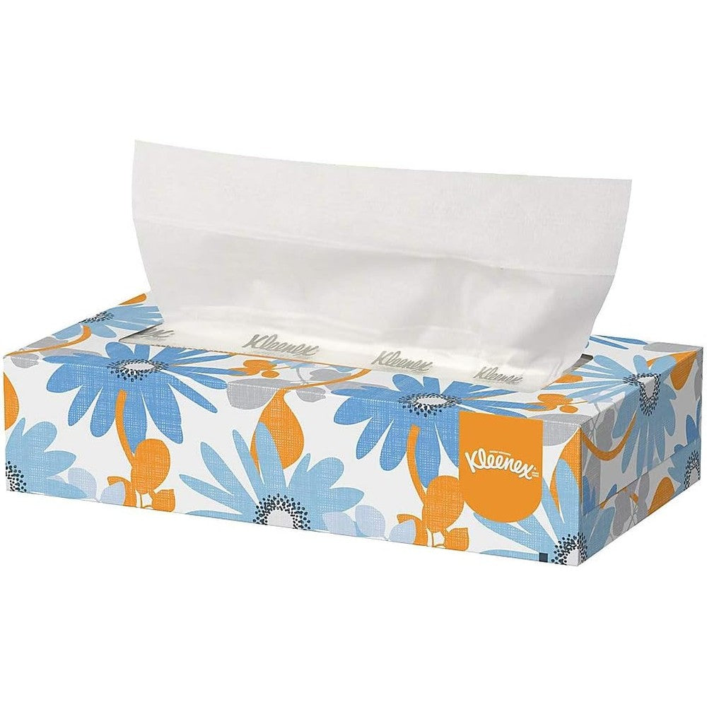 Kimberly-Clark Kleenex Facial Tissue white pop-up box front view.