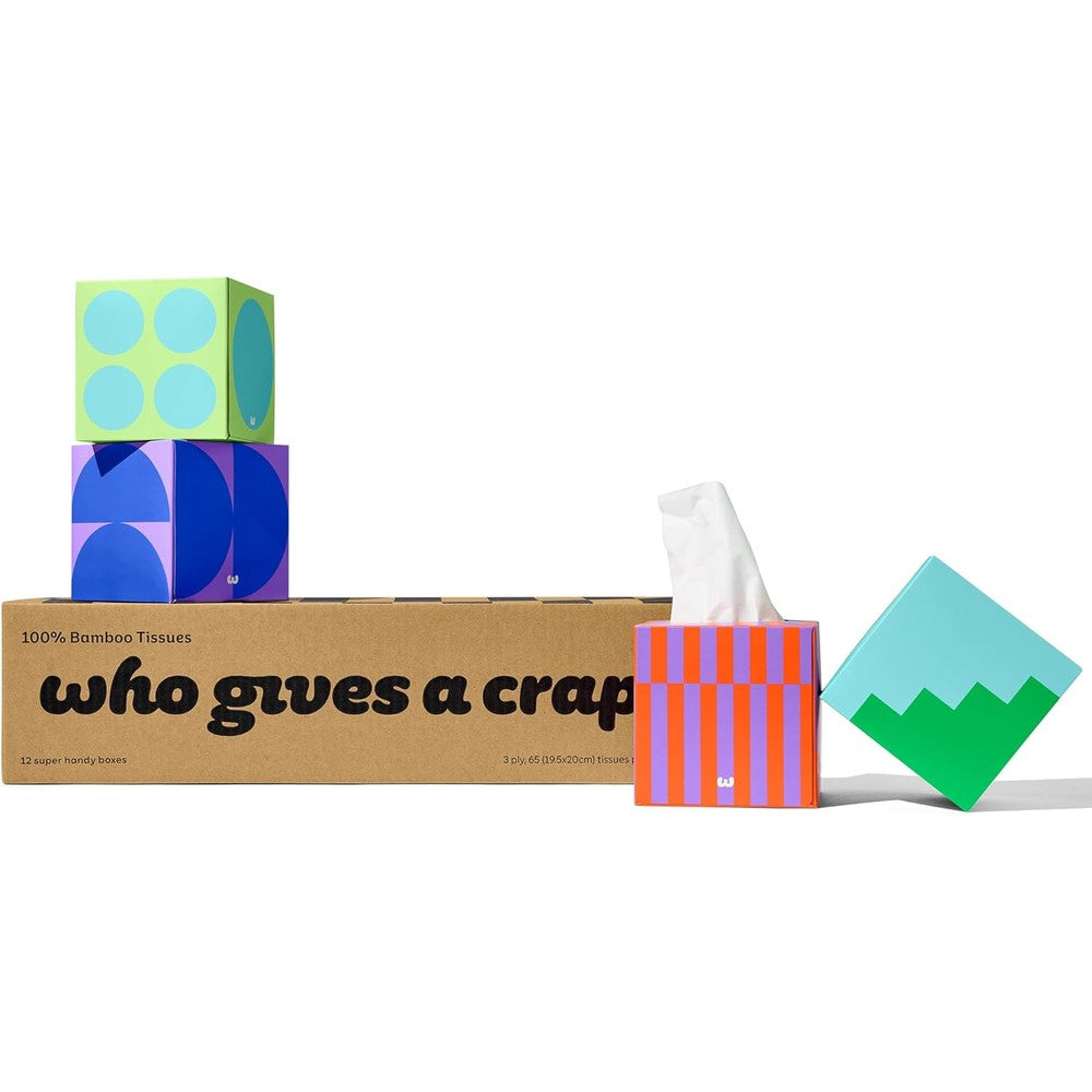 Who Gives A Crap Bamboo Facial Tissues 12 box pack front view