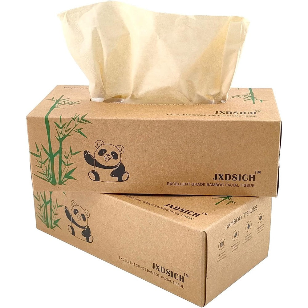 JXDSICH Bamboo Facial Tissues front view of kraft paper box