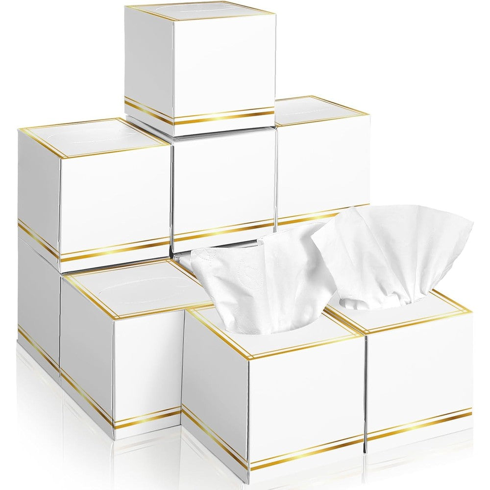 Fourluoo 12 pack facial tissue cube boxes front view soft 3-ply paper