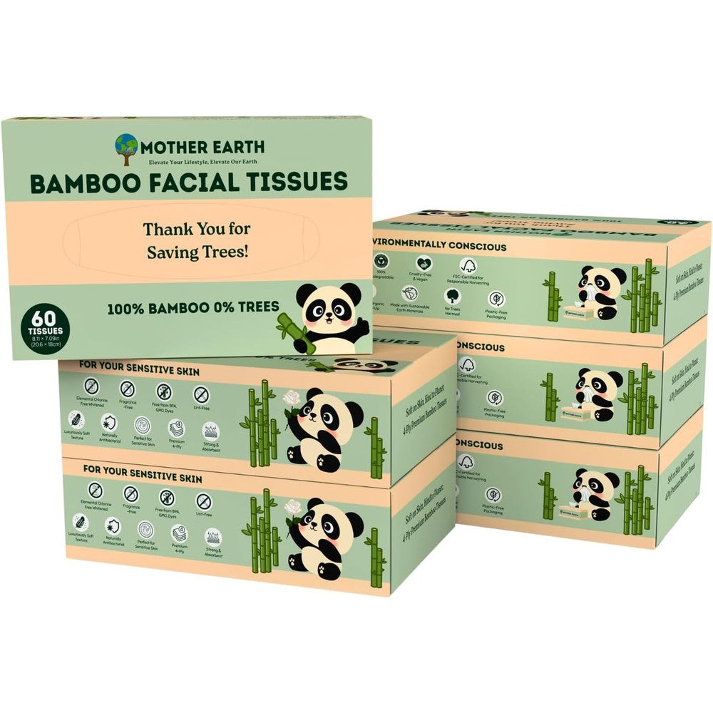 MOTHER EARTH Bamboo Facial Tissue 4 Ply 6 Pack front view eco-friendly paper