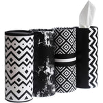 Winoo Design small car tissues holder four pack front view showing geometric patterns