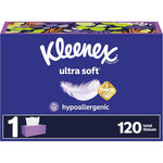 Kleenex Ultra Soft Facial Tissues front view of flat box 120 count