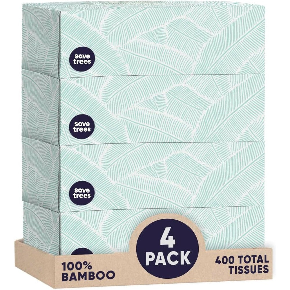 Save Trees Bamboo Facial Tissues 12 box bulk pack front view eco-friendly paper.