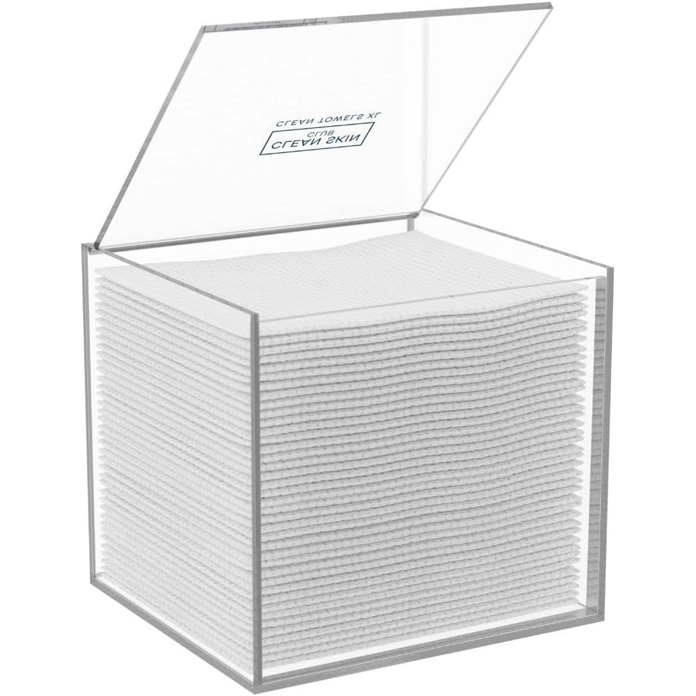 Clean Skin Club Clear Acrylic Box For Clean Towels XL Bathroom Towel Holder