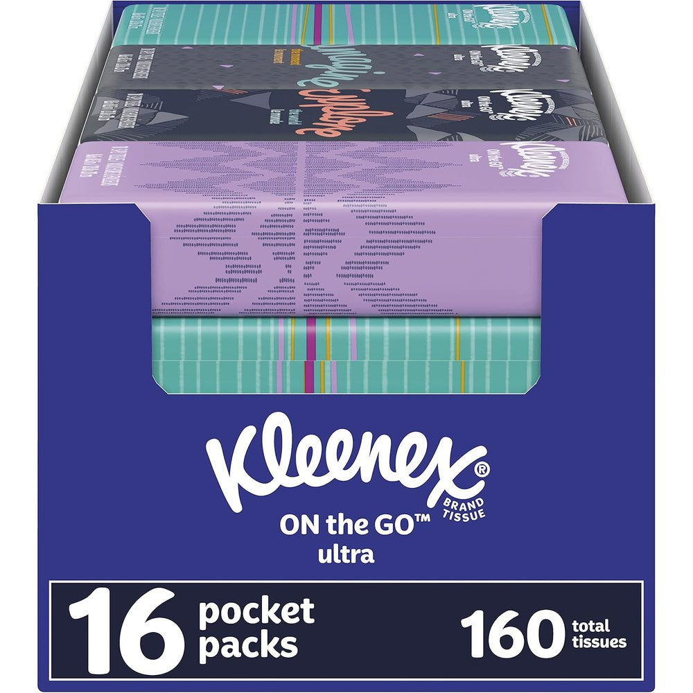 Kleenex Ultra Soft On The Go Facial Tissues front view 16 pack bundle