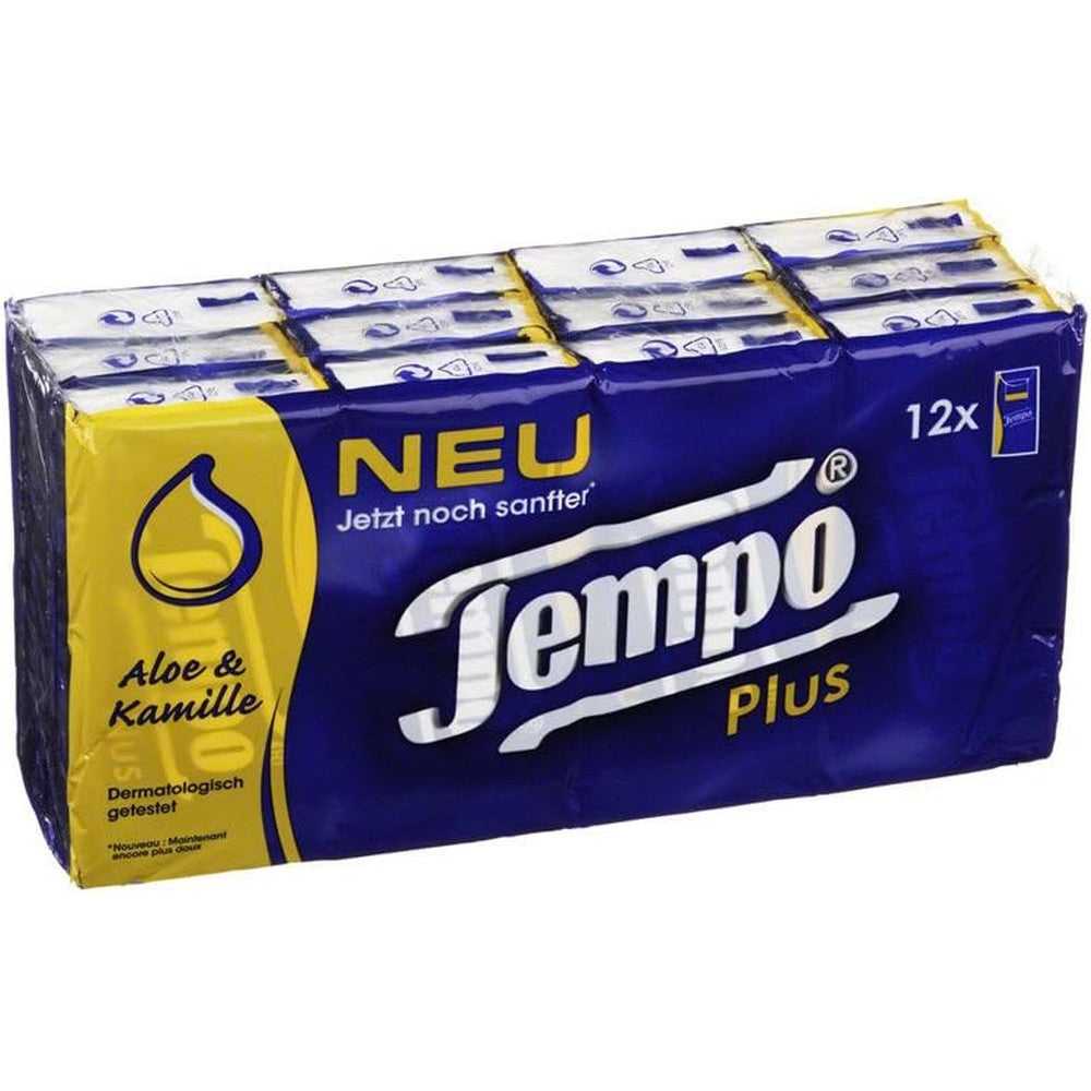 Tempo PLUS Taschentuecher Facial Tissues pack front view premium pocket handkerchiefs for sensitive skin