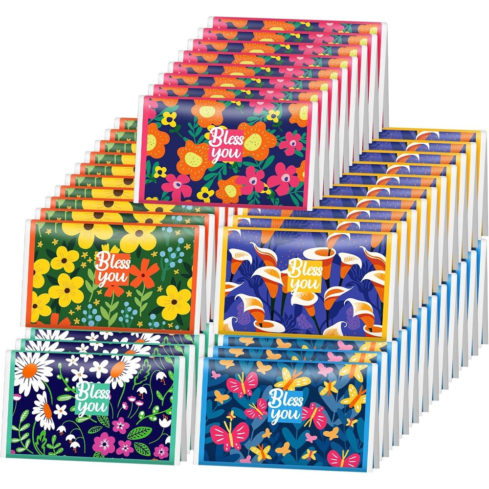 Outus modern floral pocket tissues travel size sixty pack front view showing elegant flower packaging.
