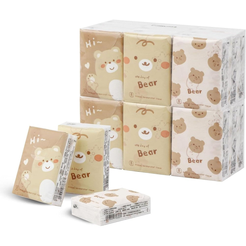 Terdey pocket facial tissue front view pack showcasing cute rabbit pattern graphics