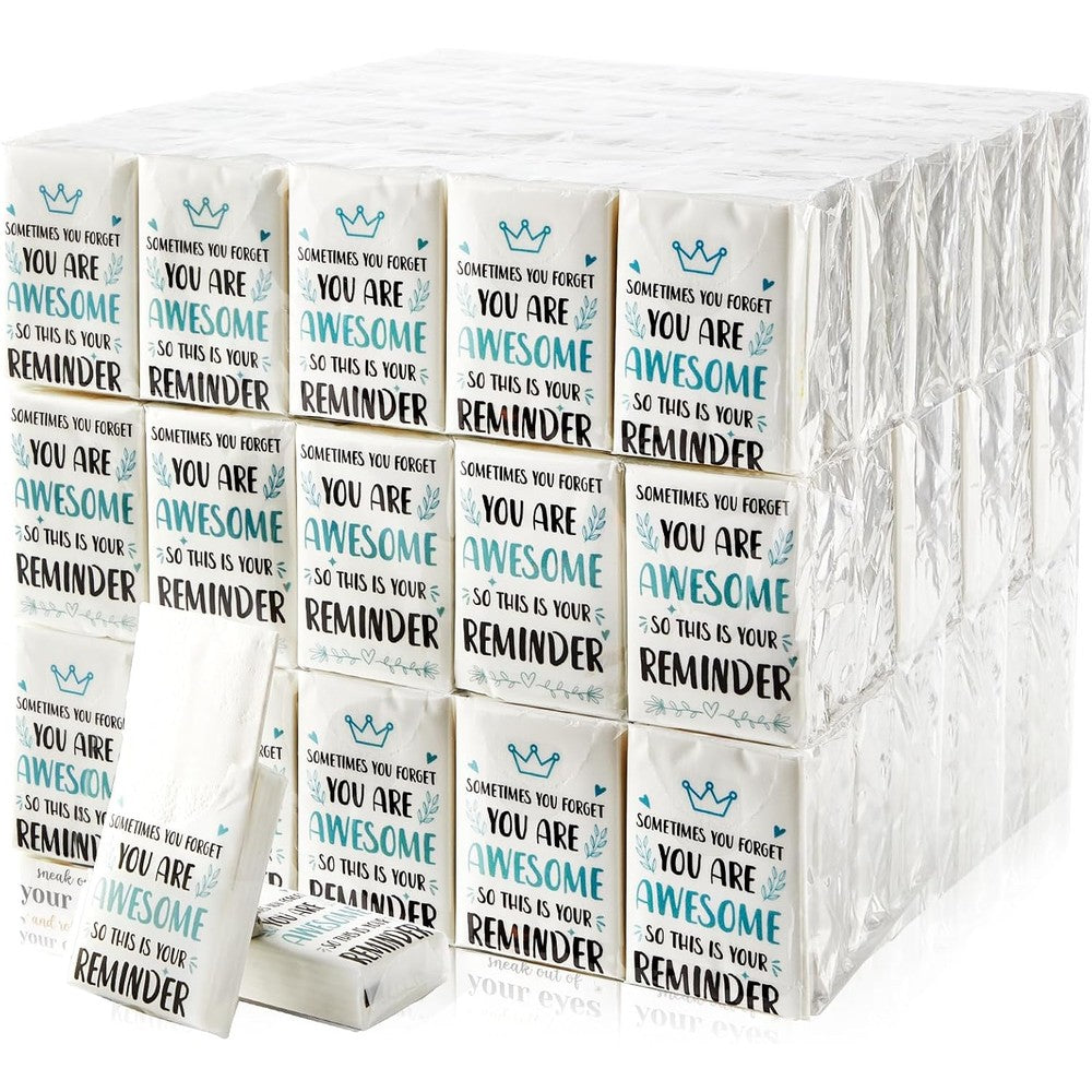 Gisgfim motivational facial tissue 120 pack front view showcasing inspirational you are awesome packaging quotes.