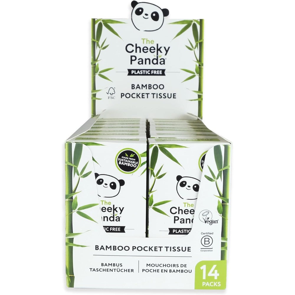 The Cheeky Panda Bamboo Facial Tissue front view of retail packaging box