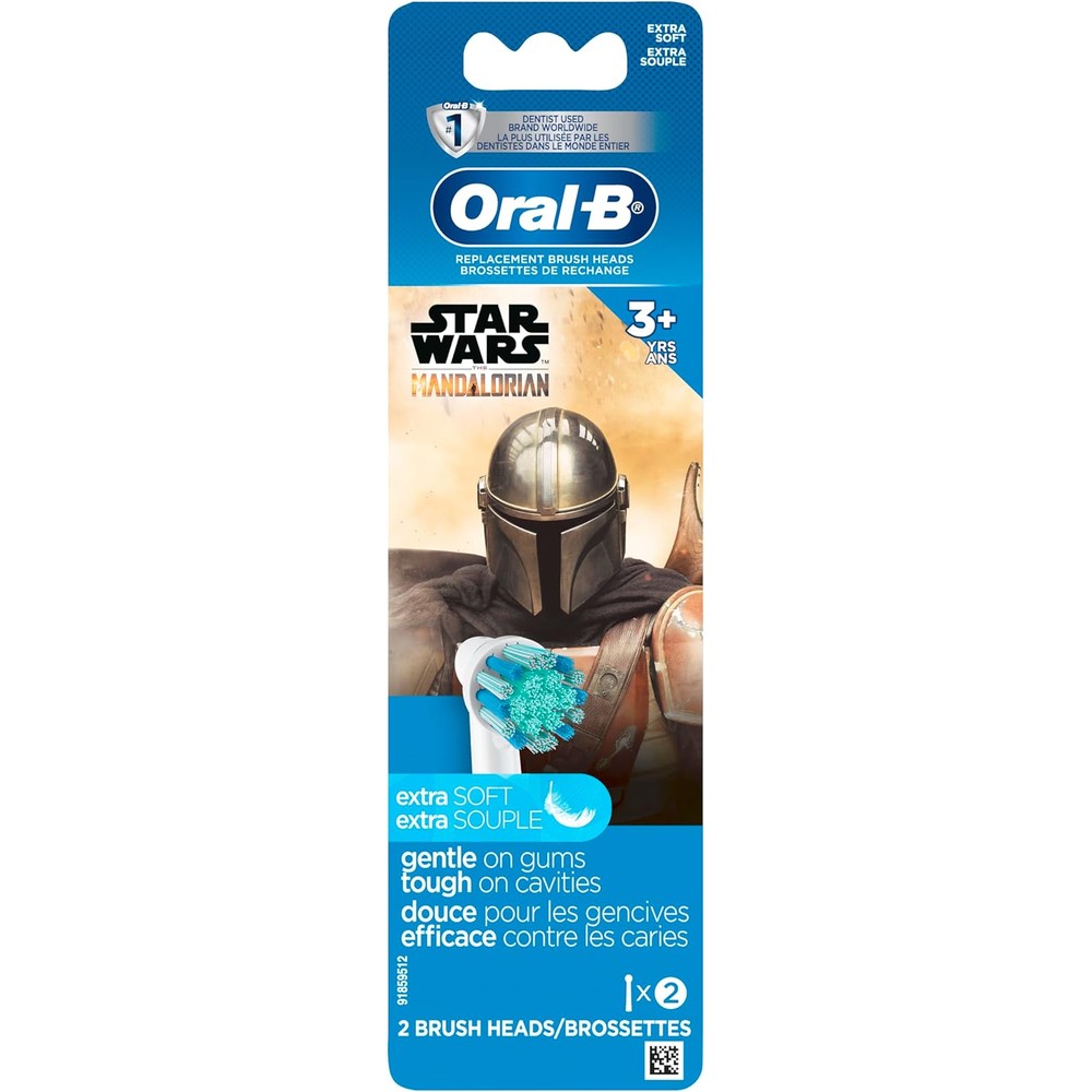 Oral-B Kids Star Wars replacement brush heads front view 2 count pack.
