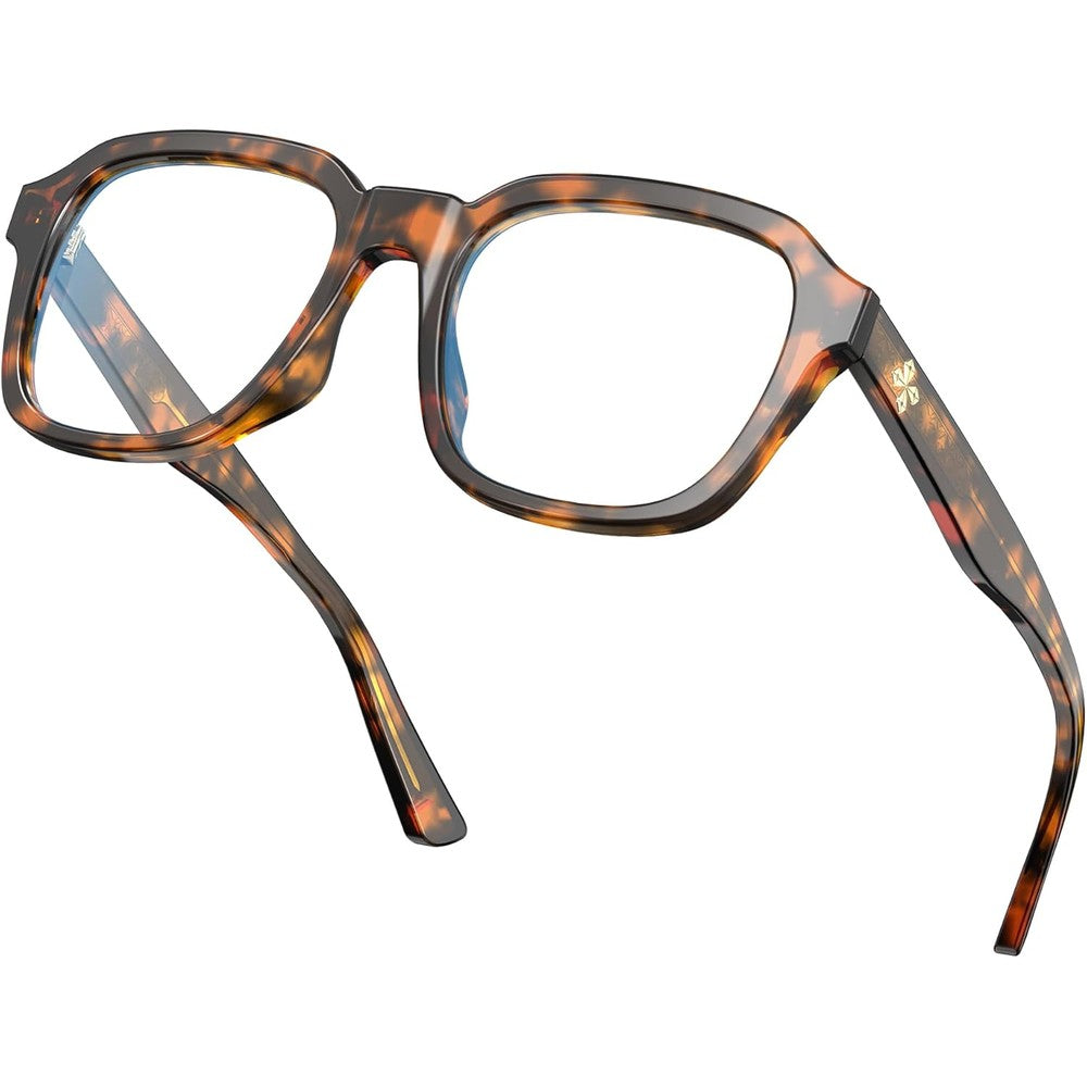 VISOONE Bennett oversized square blue light blocking glasses front view showing the tortoise shell frame pattern.