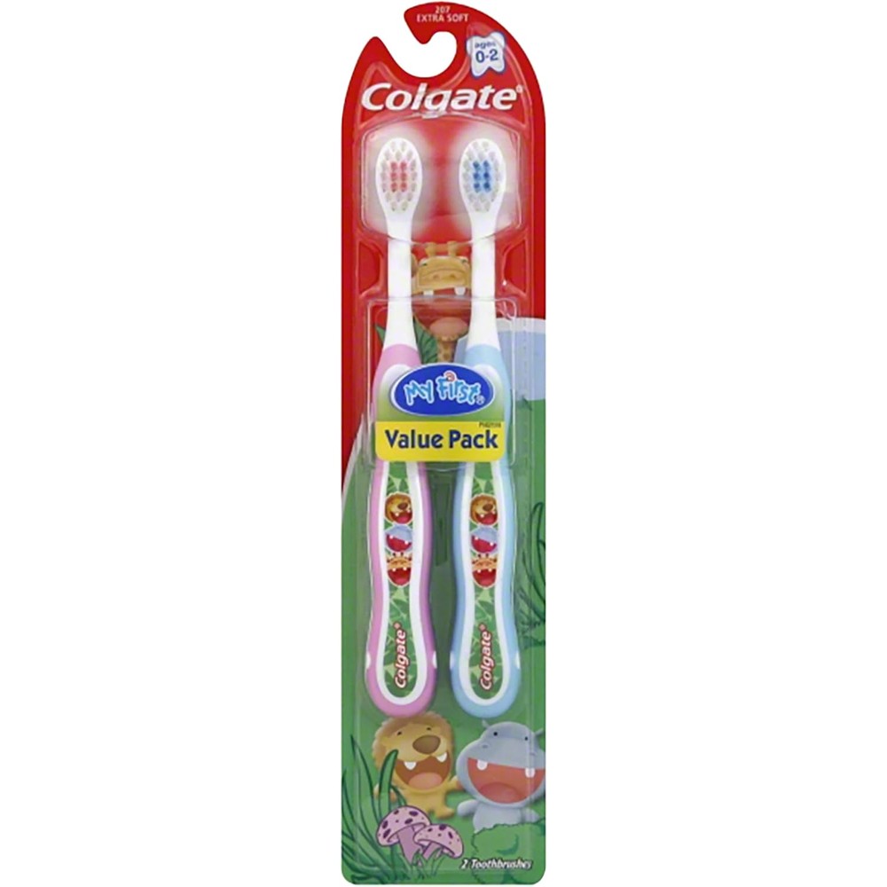 Colgate My First Baby Toothbrush 2-pack front view for infant oral care
