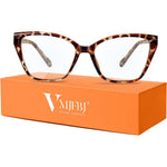 VMJFBJ anti blue light cat eye glasses front view showing the stylish tortoise frame