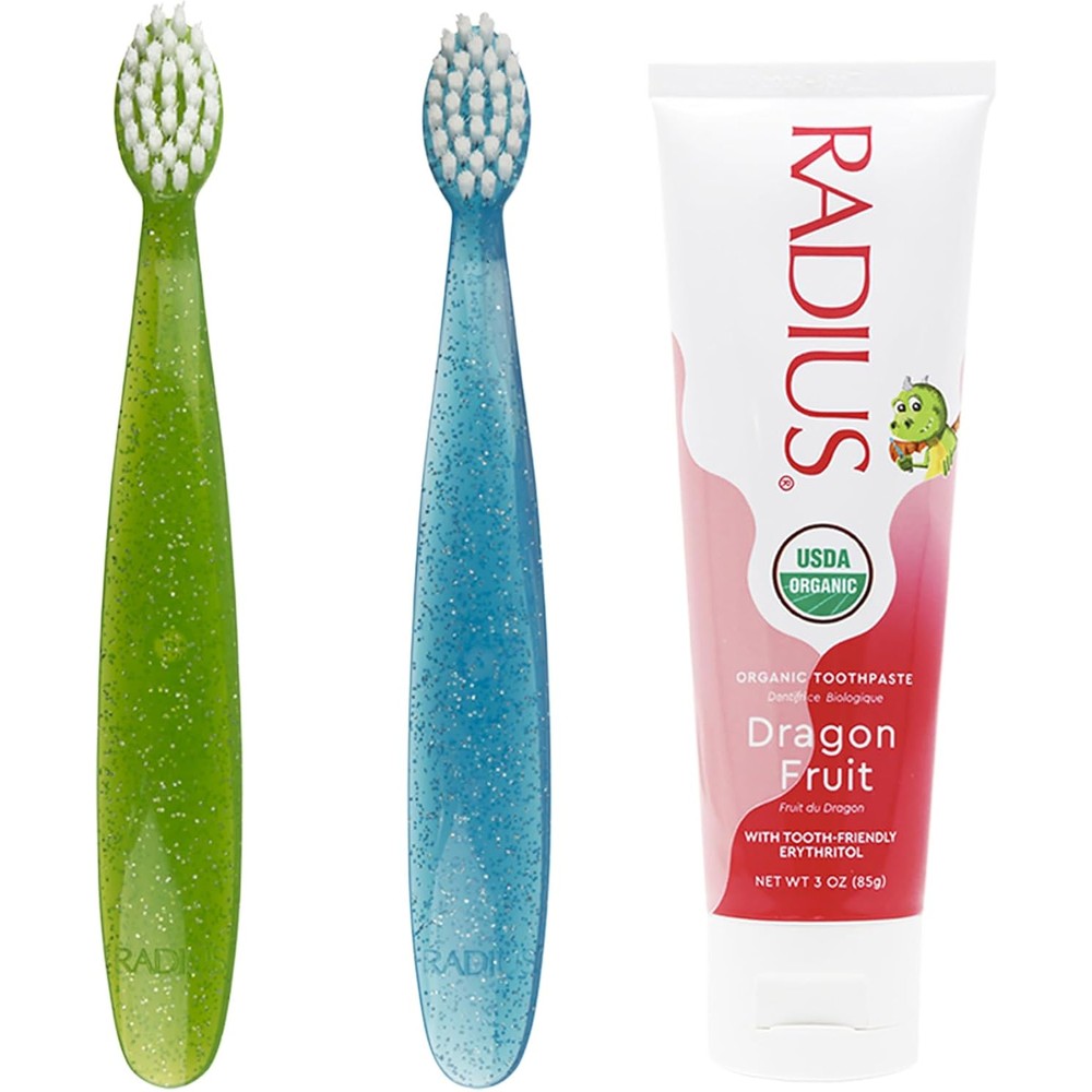 RADIUS Toddler Toothbrush and Toothpaste Bundle front view authentic USA import