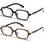 Hnbliv retro rectangle blue light blocking glasses front view showcasing the classic tortoise shell pattern full-rimmed frame.