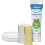 Dr. Brown's Silicone Baby Finger Toothbrush and Strawberry Toothpaste Set front view