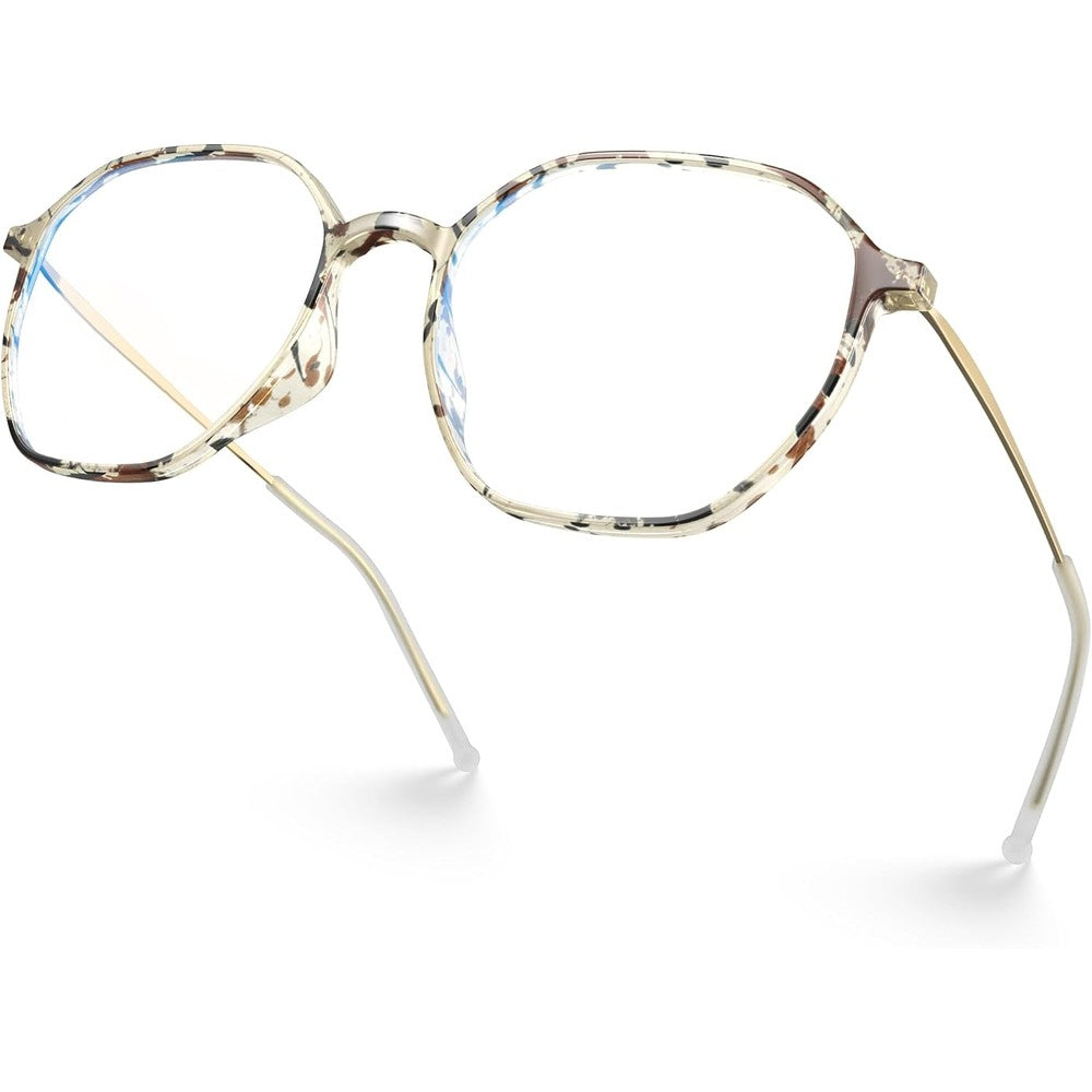 VISOONE RANE blue light blocking glasses front view showing the terrazzo tortoise square frame