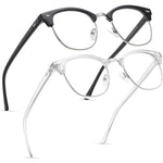 Perfectmiaoxuan blue light blocking glasses front view showing the sleek black silver and white silver retro frames.