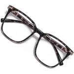 MACJERO oversized square blue light blocking glasses front view showing the stylish black tortoise frame for computer eye protection