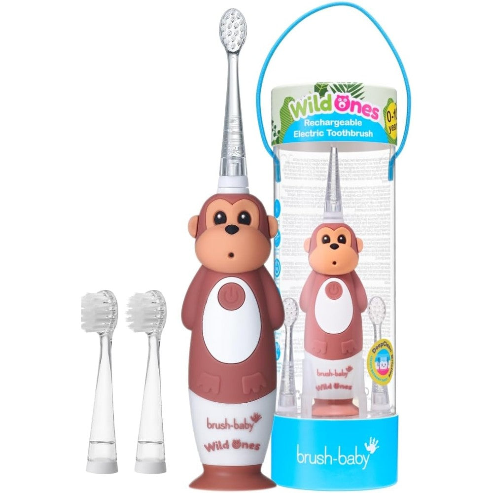 Brush-Baby WildOnes kids rechargeable electric toothbrush monkey design front view