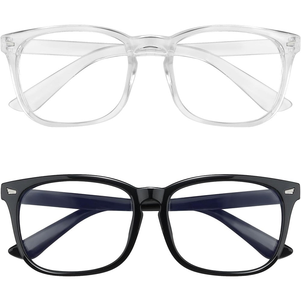 Yekepal blue light blocking glasses two pack front view clear square computer eyeglasses