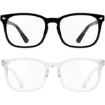 Nelisylux blue light filtering glasses front view showing the stylish black and clear frames for screen protection.