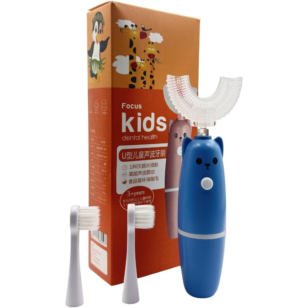 Ariie Kids U-Shaped Electric Toothbrush front view for 360 degree cleaning.