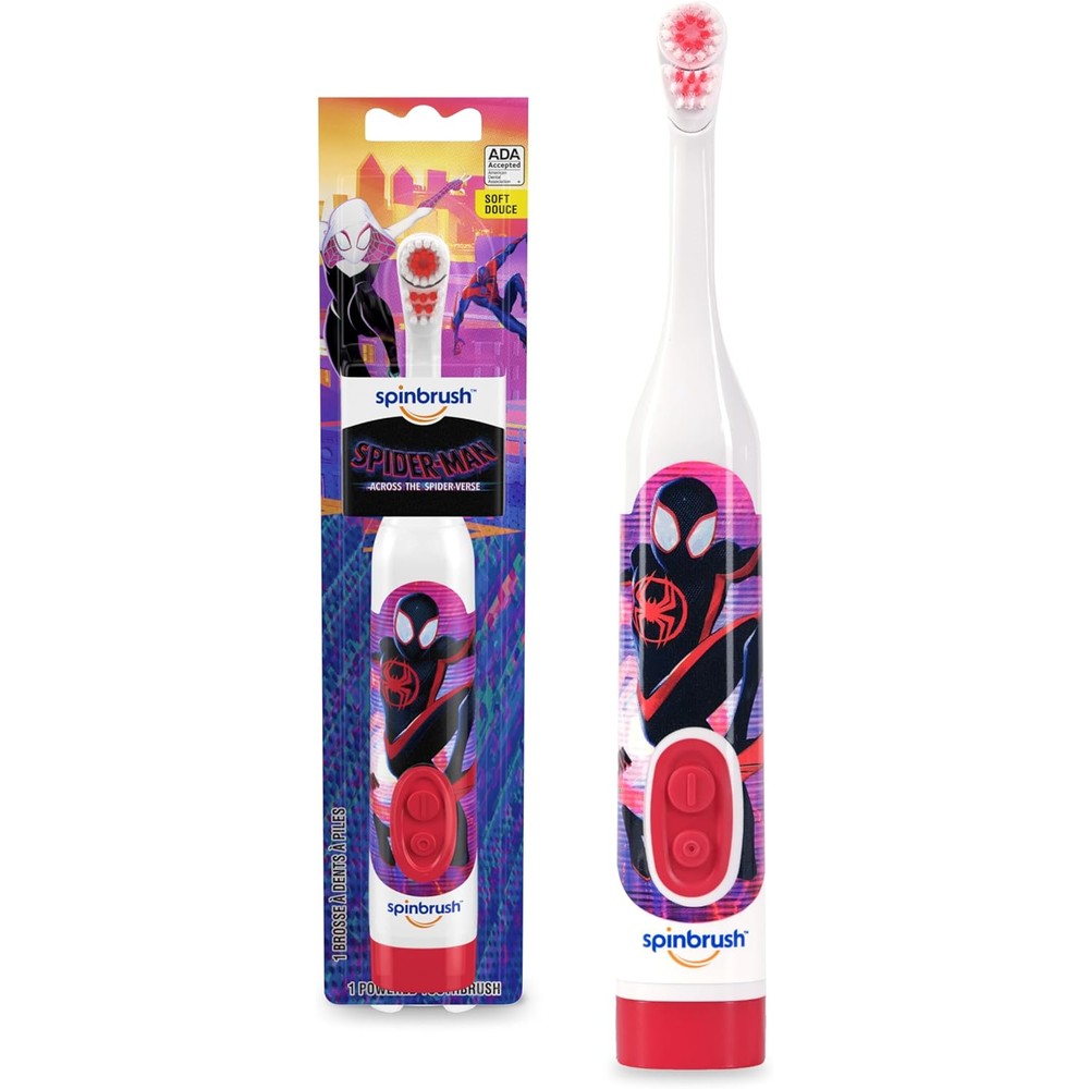 Arm And Hammer Kids Spiderman Spinbrush front view showing superhero graphics