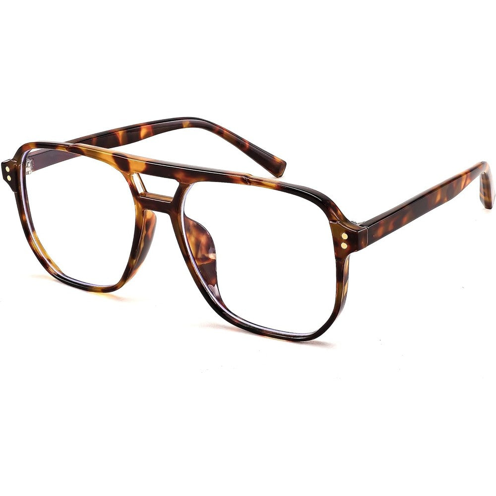FEISEDY blue light blocking glasses front view of tortoiseshell pilot frame