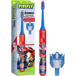 Firefly Transformers Sonic Toothbrush front view featuring Optimus Prime character cover.