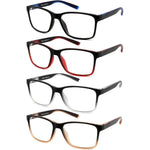 Readersoul reading glasses for men four pack front view showing the stylish two tone rectangle frames.